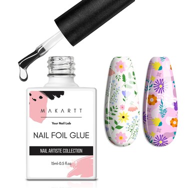 Makartt Nail Foil Glue Gel for Nail, Foil Gel Transfer for Nails Art Stickers Strong Adhesion Foil Transfer Gel Soak Off Salon DIY UV LED Lamp Required 15ML(0.5 fi.oz)