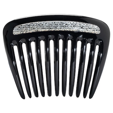 Camila Paris CP3770 French Hair Side Comb Small Rounded Black and Silver, French Twist Hair Combs, Strong Hold Hair Clips for Women Bun Chignon, Styling Girls Hair Accessories Made in France