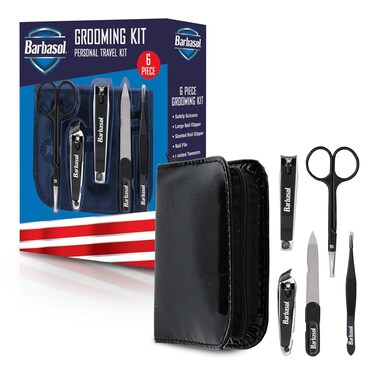 Barbasol 8 Piece Travel Manicure Set with Scissors, Nail Clippers, Nail File, Tweezers, Cuticle Pushers and Travel Case