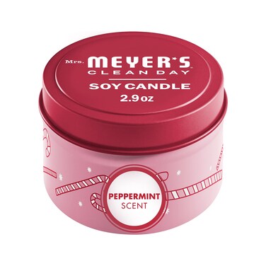MRS. MEYER'S CLEAN DAY Soy Tin Candle, 12 Hour Burn Time, Made with Soy Wax and Essential Oils, Peppermint, 2.9 oz