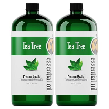 2 Pack 16oz Bulk Size Tea Tree Essential Oil - (32 Ounce Total) - Therapeutic Grade Essential Oil - 16 Fl Oz Tea Tree Oil Bottles - Bulk Tea Tree Oil - Bulk Essential Oils
