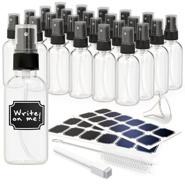 Nevlers 24PK Clear Small Spray Bottle 2 Oz Set  Versatile Ultra Fine Mist Spray Bottles   Mini Spray Bottle   Face Spray Bottle, Glass Spray Bottle for Hair, Essential Oil Spray Bottle Spritzer
