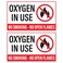 Oxygen in Use No Smoking No Open Flames Stickers, Weatherproof Self Adhesive Vinyl, White/Black/Red, 5" x 3" - Pack of 2