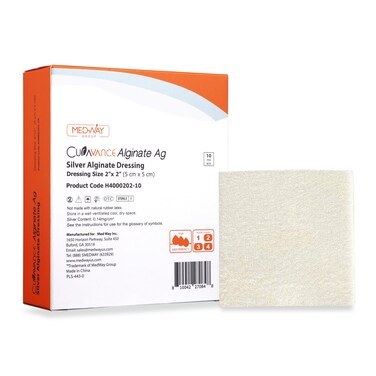 MedVance Silver Calcium Alginate Ag Sterile Highly Absorbent Antibacterial Dressing, (2" x 2") Pack of 10