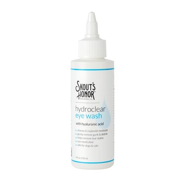 SKOUT'S HONOR HydroClear Eye Wash with Hyaluronic Acid, 4oz Bottle - Non-Medicated, Daily Eye Care for Dogs &amp; Cats