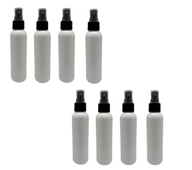 Natural Farms 4 oz White Cosmo Plastic Spray Bottles -8 Pack Empty Spray Bottle Refillable - BPA Free - Essential Oils - Aromatherapy   Fine Mist Sprayers with Dust Caps - Made in the USA