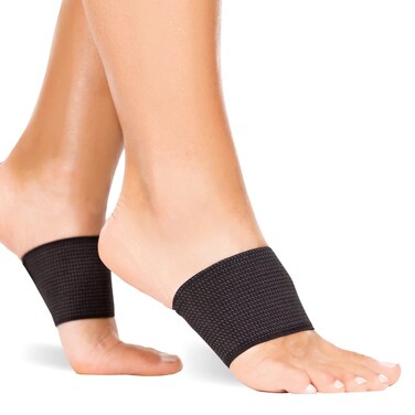 BraceAbility Copper Arch Support Bands - Flat Feet Compression Brace Sleeves for Fallen Arches Treatment, Heel Spur Pain Relief, Achilles Tendonitis Foot Care, Plantar Fasciitis Correction, S/M Pair