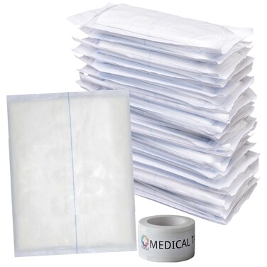 ABD Combine Abdominal Pads 5x9 Inches [20 Pack] High Absorbency Sterile Individually Wrapped 5''x9'' First Aid Non-Adherent Absorbent Post-Op Surgical Gauze - Heavy-Draining, Trauma Wound Dressing