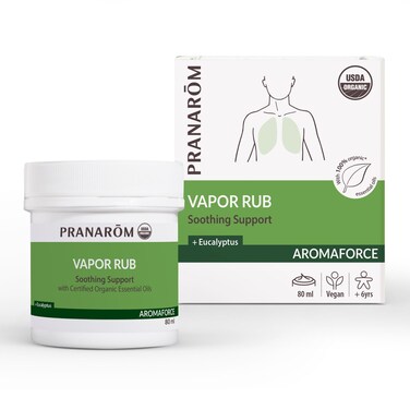 Pranarom USDA Certified Organic Vapor Rub (80ml) with Eucalyptus, Rosemary, &amp; Thyme for Congestion and Sinus Support, Relieve Cough &amp; Congestion, Petroleum Free, Safe for Kids &amp; Adults