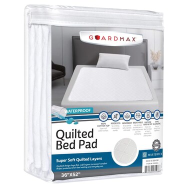 Guardmax Waterproof Incontinence Quilted Bed Pad - Washable &amp; Absorbent Bed Pad for Elderly, Adults, Kids, and Pets. Reuseable Underpad Remains Soft and Comfortable After Every Wash. (36X 52)