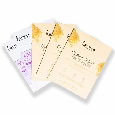 Karuna Skin - Age-Defying and Clarifying+ Variety Sheet Mask Set, Moisturizing &amp; Hydrating, Collagen Promotion Properties, Face Mask Set, 5 Pack
