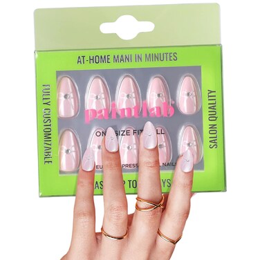 PaintLab Press-On Nails Manicure Kit, Pink Coquette, 24-Piece Set, Long-Lasting Fake Nails with Glue, File, Prep Pad &amp; Cuticle Stick