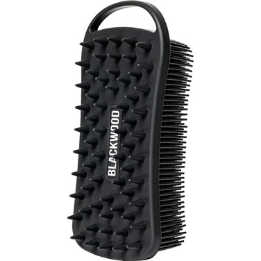 Blackwood For Men Double Duty Beard &amp; Body Scrubber - Dual-Sided Men's Shower Tool - Handheld Body Wash Brush with Long Soft Silicone Bristles for Deep Cleaning - Short Exfoliating Tips for Beard Care