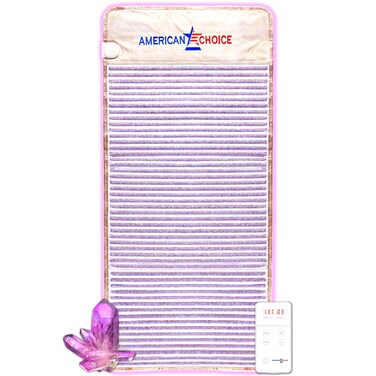 Amethyst Heating Pad - Far Infrared Mat for Back Pain Relief - Natural Crystal Gemstones - Negative Ions and Hot Stone Therapy - Portable and Flexible with Auto Shut Off - 60" x 24