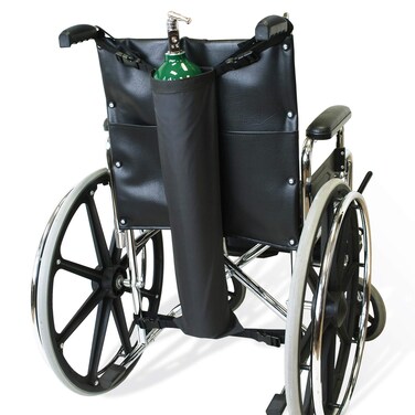 NYOrtho Oxygen Tank Holder for Wheelchair - D &amp; E Cylinder Transport Bag Adjustable Straps Easy to Clean, Heavy Duty, Waterproof Standard Wheelchair Size