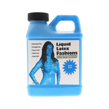 Liquid Latex Fashions- Ammonia Free Natural Face paint for Kids and Adults, Ideal for Artwork, Party, School Plays, Cosplays and Concerts, Neon Blue- 8 oz