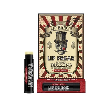 Doctor Lip Bang's BUZZING Lip Balm   Lip Freak  100% All Natural   Cruelty Free   Atomic Cherry