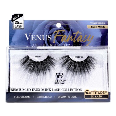 CATTITUDE 3D LASHES Venus Fantasy   25mm Faux Mink Lashes   Full volume   Extra bold   Dramatic curl -WISHFUL