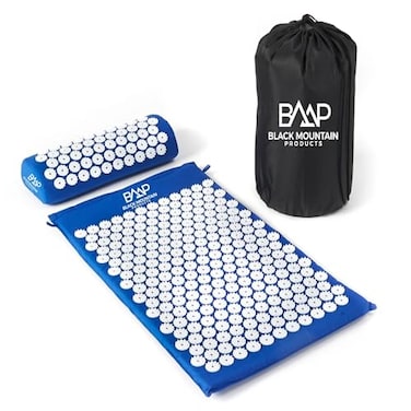 Black Mountain Products Acupressure Mat with Pillow &amp; Carrying Bag - Acupressure Mat for Trigger Point Massage Therapy, Blue