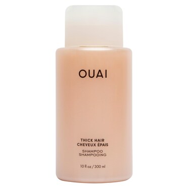 OUAI Thick Shampoo - Moisturizing Shampoo with Keratin, Marshmallow Root, Shea Butter, Avocado Oil for Thick Hair - Strengthens &amp; Hydrates Strands - Paraben, Phthalate, Sulfate Free Shampoo (10 Fl Oz)