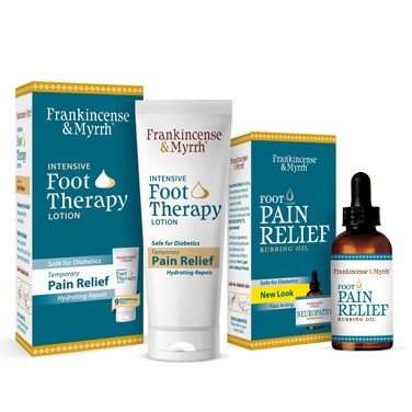 FRANKINCENSE and MYRRH Foot Pain Combo Pack: Foot Pain Relief Rubbing Oil (2 oz) and Intensive Therapy Lotion for feet (3 oz), Neuropathy, Nerve Relief, Frankincense Essential Oil, Maximum Strength