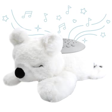 PureBaby Sound Sleepers Portable Sound Machine &amp; Star Projector - Plush Sleep Aid for Baby and Toddlers with Soothing Night Light Display, 10 Lullabies, White Noise, and Heartbeat Sounds (Polar Bear)