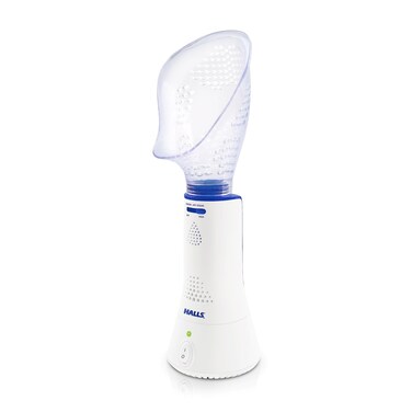 Crane x HALLS Corded Personal Steam Inhaler for Sinus, Congestion, Cough, &amp; Cold Relief, Vapor Pad Compatible, White