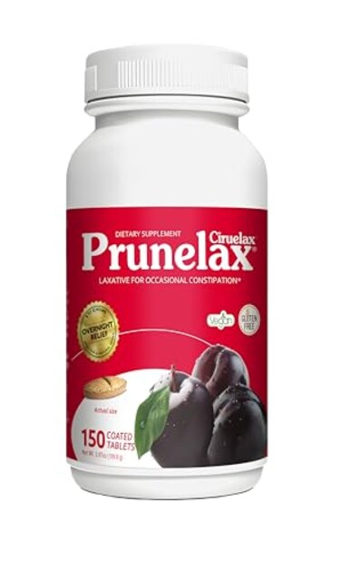 Prunelax Ciruelax Regular Strength Laxative Tablets - Natural-Ingredient Based Laxative for Occasional Constipation, Predictable Overnight Relief with Senna Leaf Extracts, 8-12 Hr Fast-Acting - 150ct