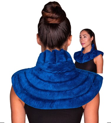 Neck &amp; Shoulder Wrap - Weighted Microwavable Hot &amp; Cold Compress   Moist Heat Heating Pad &amp; Ice Pack for Injuries Reusable Therapy for Instant Pain Relief, Tension, Stress, Upper Back, Swelling (Blue)