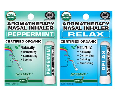 Aromatherapy Nasal Inhaler Pack of 2 Made with Organic Essential Oil - Peppermint and Relax - 0.7 mL by Sponix