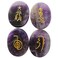 4 Pcs Amethyst Engraved Chakra Stones Healing Crystal Reiki Balancing Palm Stone, 45mm