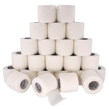 Self Adherent Cohesive Bandages Wrap 24 Count 2" x 5 Yards, Medical Tape, Adhesive Flexible Breathable First Aid Non Woven Rolls, Stretch Athletic, Ankle Sprains &amp; Swelling, Sports