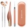 4 Pack Ear Pick with Light, Ear Cleaner Ear Wax Removal Tool Kit for Kids and Adults, Ear Picks Digger &amp; Tweezers &amp; Spiral Spring Ear Spoon Set with Storage Box (Rose Gold)