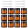 Lil Ray 2 Oz Glass Cream Jars with Black Lid, Empty Amber Glass Containers, Refillable Cosmetic Vials for Lotion, Ointment (12 PCS)