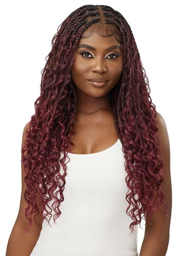 Outre - 100% Fully Hand Tied Whole Lace Wig - Boho Box Braids 28" (DR4/VANILLA LATTE)