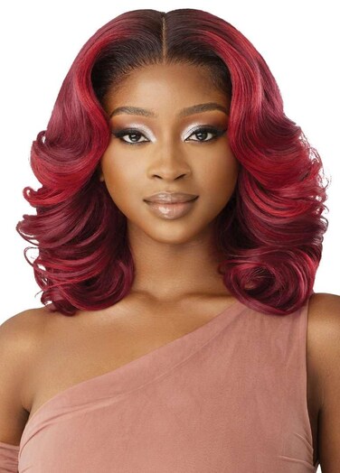 Outre - 5X5 Lace Closure Wig - Human Hair Blend - Body Wave 16" (GINGER AUBURN)