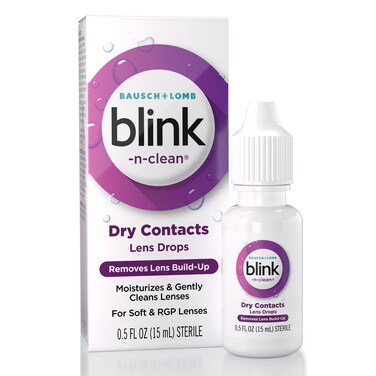 Blink-N-Clean Lens Drops, Rewetting Drops for Contact Lenses, Instant Dry Lens Moisturizing, for Soft &amp; RGP Lenses, 0.5 fl oz