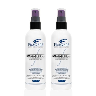 Detangler plus Styling Hair Spray 8 oz (2-Pack Gift Set) - Heat Protectant and Blowout Spray - Leave in Conditioner for Sensitive Skin - Fragrance Free Hypoallergenic Unscented