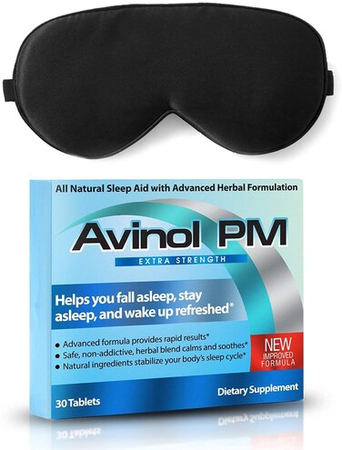 Extra Strength and Dream Elements Sleep Mask   All-in-One Natural Sleep Aid (30 ct) - 100% Pure Mulberry Silk Eye Mask (with Foam Ear Plugs &amp; Anti Snoring Nose Clip) (2 Items)