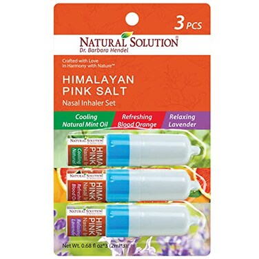 Natural Solution Nasal Inhaler, Aromatherapy with Pink Salt &amp; 3 Different Scents, Nose Cleaner, Relaxing &amp; Refreshing, Sinus Pressure Relief - 0.068oz   Pack of 3