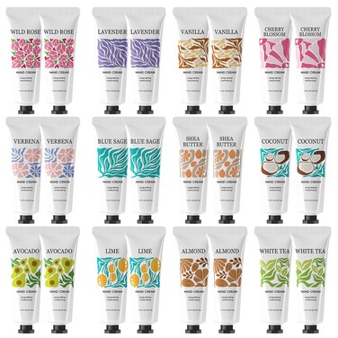 BODY &amp; EARTH # LOVE 24 Pack Hand Cream Gift Set, Scented Hand Lotion for Dry Cracked Hands, Travel Size Lotion Mini Hand Lotion Bulk Gift Sets For Women 24x1.0 oz