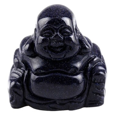 Rockcloud Healing Crystal Gemstone Carved Laughing Happy Buddha Feng Shui Figurines Wealth and Good Luck 1.5
