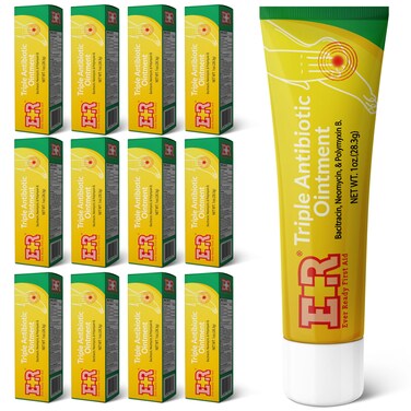 Ever Ready First Aid Triple Antibiotic Ointment 1.0 oz, First Aid Ointment for Minor Scratches, Cuts, Burns, Wounds and Prevents Infection - 12 Pack