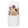 JessLab Makeup Brush Holder Organizer with Lid, 360 Degree Rotatable Makeup Brush Organizer Spinning Cosmetics Holders Brush Storage Box Display for Bathroom Vanity Countertop, White