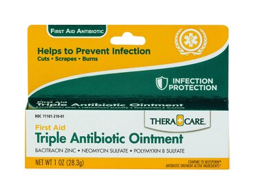 Thera Care Triple Antibiotic Ointment   First Aid   Infection Prevention and Protection   1.0 oz   Topical Wound Care for Minor Scrapes and Cuts