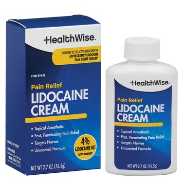 HealthWise Maximum OTC Strength Lidocaine Cream   Numbs Away Pain   Long-Lasting Relief   Non-Greasy   2.7 Oz   Unscented Formula   Topical Anesthetic
