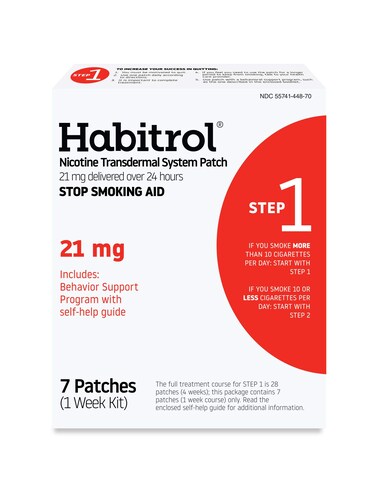 Habitrol Nicotine Transdermal System Patch - Stop Smoking Aid - Step 1 (21 mg), 7 Patches (1 Week Kit)