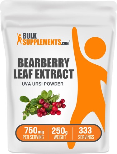 BulkSupplements.com Bearberry Leaf Extract Powder - Uva Ursi Extract, Bearberry Supplement, Bearberry Leaf Powder - Vegan &amp; Gluten Free, 750mg per Serving, 250g (8.8 oz) (Pack of 1)