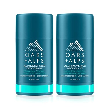 Oars + Alps Aluminum Free Deodorant for Men and Women, Easter Basket Stuffer, Dermatologist Tested and for Sensitive Skin, Vegan, Deep Sea Glacier, 2 Pack, 2.6 Oz Each