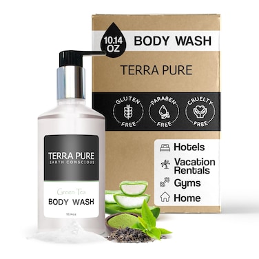 Terra Pure Green Tea Body Wash, 10.14 oz. With Organic Honey And Aloe Vera (Single)